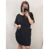 Šaty oversize krátký rukáv dámské nadrozměr (4XL/5XL ONE SIZE) ITALSKÁ MÓDA IM423002/DU (Velikost 4XL/5XL, Barva Černá)