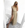Šaty dlouhé třpytivé bez rukávu dámské (S/M ONE SIZE) ITALSKÁ MÓDA IMPBB23S3558/DU (Velikost S/M/L, Barva béžová)