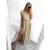 Šaty dlouhé třpytivé bez rukávu dámské (S/M ONE SIZE) ITALSKÁ MÓDA IMPBB23S3558/DU (Velikost S/M/L, Barva béžová)