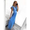 Šaty dlouhé elegantní letní bez rukávu s volánky dámské (S/M ONE SIZE) ITALSKÁ MÓDA IMWB23318/DUR (Velikost S/M/L, Barva světle modrá)