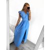 Šaty dlouhé elegantní letní bez rukávu s volánky dámské (S/M ONE SIZE) ITALSKÁ MÓDA IMWB23318/DUR (Velikost S/M/L, Barva světle modrá)