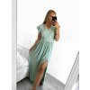 Šaty dlouhé elegantní letní bez rukávu s volánky dámské (S/M ONE SIZE) ITALSKÁ MÓDA IMWB23318/DUR (Velikost S/M/L, Barva světle modrá)