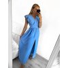 Šaty dlouhé elegantní letní bez rukávu s volánky dámské (S/M ONE SIZE) ITALSKÁ MÓDA IMWB23318/DUR (Velikost S/M/L, Barva světle modrá)