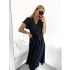 Šaty dlouhé letní krátký rukáv dámské (S/M ONE SIZE) ITALSKÁ MÓDA IMPLM2323529/DU (Velikost S/M/L, Barva Černá)