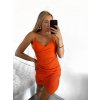 Šaty letní elegantní na ramínka dámské (S/M ONE SIZE) ITALSKÁ MÓDA IMWD231980/DU (Velikost S/M/L, Barva oranžová)