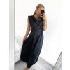 Šaty dlouhé společenské saténové s páskem bez rukávu dámské (S/M ONE SIZE) ITALSKÁ MÓDA IMM23M8205/DU (Velikost S/M/L, Barva béžová)