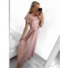 Šaty dlouhé společenské saténové s páskem bez rukávu dámské (S/M ONE SIZE) ITALSKÁ MÓDA IMM23M8205/DU (Velikost S/M/L, Barva béžová)