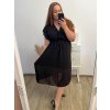 Šaty šifonové krátký rukáv dámské nadrozměr (XL/2XL ONE SIZE) ITALSKÁ MÓDA IMWGM231315/DR (Velikost XL/2XL, Barva béžová)