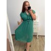 Šaty šifonové krátký rukáv dámské nadrozměr (XL/2XL ONE SIZE) ITALSKÁ MÓDA IMWGM231315/DR (Velikost XL/2XL, Barva béžová)