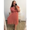 Šaty šifonové krátký rukáv dámské nadrozměr (XL/2XL ONE SIZE) ITALSKÁ MÓDA IMWGM231315/DR (Velikost XL/2XL, Barva béžová)