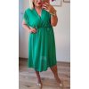 Šaty šifonové krátký rukáv dámské nadrozměr (XL/2XL ONE SIZE) ITALSKÁ MÓDA IMWGM231315/DR (Velikost XL/2XL, Barva béžová)