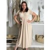 Šaty dlouhé letní krátký rukáv dámské (S/M ONE SIZE) ITALSKá MóDA IM323111/DU (Velikost S/M/L, Barva béžová)