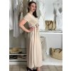 Šaty dlouhé letní krátký rukáv dámské (S/M ONE SIZE) ITALSKá MóDA IM323111/DU (Velikost S/M/L, Barva béžová)