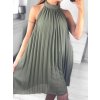 Šaty letní skládané šifonové bez rukávů dámské (S/M/L ONE SIZE) ITALSKÁ MÓDA IMWY231072/DU (Velikost M/L, Barva béžová)