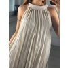 Šaty letní skládané šifonové bez rukávů dámské (S/M/L ONE SIZE) ITALSKÁ MÓDA IMWY231072/DU (Velikost M/L, Barva béžová)