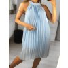 Šaty letní skládané šifonové bez rukávů dámské (S/M/L ONE SIZE) ITALSKÁ MÓDA IMWY231072/DU (Velikost M/L, Barva béžová)