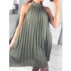 Šaty letní skládané šifonové bez rukávů dámské (S/M/L ONE SIZE) ITALSKÁ MÓDA IMWY231072/DU (Velikost M/L, Barva béžová)