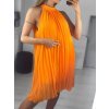 Šaty letní skládané šifonové bez rukávů dámské (S/M/L ONE SIZE) ITALSKÁ MÓDA IMWY231072/DU (Velikost M/L, Barva béžová)