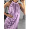 Šaty letní skládané šifonové bez rukávů dámské (S/M/L ONE SIZE) ITALSKÁ MÓDA IMWY231072/DU (Velikost M/L, Barva béžová)