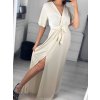 Šaty dlouhé elegantní krátký rukáv dámské (S/M ONE SIZE) ITALSKÁ MÓDA IMWE235478/DU (Velikost S/M/L, Barva Černá)