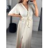 Šaty dlouhé elegantní krátký rukáv dámské (S/M ONE SIZE) ITALSKÁ MÓDA IMWE235478/DU (Velikost S/M/L, Barva Černá)