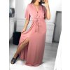 Šaty dlouhé elegantní krátký rukáv dámské (S/M ONE SIZE) ITALSKÁ MÓDA IMWE235478/DU