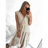 Šaty letní s páskem krátký rukáv dámské (S/M ONE SIZE) ITALSKÁ MÓDA IMM23M7739/DUR (Velikost S/M/L, Barva béžová)