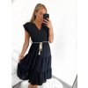 Šaty letní s páskem krátký rukáv dámské (S/M ONE SIZE) ITALSKÁ MÓDA IMM23M7739/DUR
