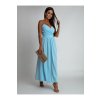 Šaty dlouhé elegantní společenské na ramínka dámské (S/M ONE SIZE) POLSKÁ MÓDA IMLAZ23HP5899/DUR (Velikost S/M/L, Barva světle modrá)