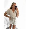Overal krátký letní krátký rukáv dámský (S/M ONE SIZE) ITALSKÁ MÓDA IMM23M13226/DU (Velikost S/M/L, Barva béžová)