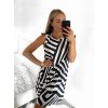 Šaty krátké letní icecool bez rukávů dámské (S/M ONE SIZE) ITALSKÁ MÓDA IMM23M780-1/DR (Velikost S/M/L, Barva Černo-bílá)