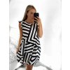 Šaty krátké letní icecool bez rukávů dámské (S/M ONE SIZE) ITALSKÁ MÓDA IMM23M780-1/DR (Velikost S/M/L, Barva Černo-bílá)
