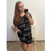 Šaty oversize krátký rukáv dámské nadrozměr (4XL/5XL ONE SIZE) ITALSKÁ MÓDA IM423WRITES/DU (Velikost 4XL/5XL, Barva Černá)