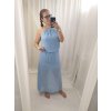 Šaty dlouhé na ramínka letní šifonové bez rukávu dámské (S/M/L ONE SIZE) ITALSKÁ MÓDA IMWB22049/DR (Velikost M/L, Barva bílá)