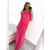 Šaty dlouhé na ramínka letní šifonové bez rukávu dámské (S/M/L ONE SIZE) ITALSKÁ MÓDA IMWB22049/DR (Velikost M/L, Barva bílá)