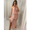 Šaty dlouhé na ramínka letní šifonové bez rukávu dámské (S/M/L ONE SIZE) ITALSKÁ MÓDA IMWB22049/DR (Velikost M/L, Barva bílá)