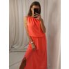 Šaty dlouhé na ramínka letní šifonové bez rukávu dámské (S/M/L ONE SIZE) ITALSKÁ MÓDA IMWB22049/DR (Velikost M/L, Barva bílá)