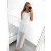 Šaty dlouhé na ramínka letní šifonové bez rukávu dámské (S/M/L ONE SIZE) ITALSKÁ MÓDA IMWB22049/DR (Velikost M/L, Barva bílá)