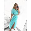 Šaty dlouhé s páskem krátký rukáv dámské (S/M ONE SIZE) ITALSKÁ MÓDA IMWA231372/DUR (Velikost S/M/L, Barva béžová)