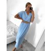 Šaty dlouhé s páskem krátký rukáv dámské (S/M ONE SIZE) ITALSKÁ MÓDA IMWA231372/DUR (Velikost S/M/L, Barva béžová)