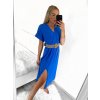Šaty dlouhé s páskem krátký rukáv dámské (S/M ONE SIZE) ITALSKÁ MÓDA IMWA231372/DUR (Velikost S/M/L, Barva béžová)