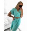 Šaty dlouhé s páskem krátký rukáv dámské (S/M ONE SIZE) ITALSKÁ MÓDA IMWA231372/DUR (Velikost S/M/L, Barva béžová)