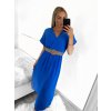 Šaty dlouhé s páskem krátký rukáv dámské (S/M ONE SIZE) ITALSKÁ MÓDA IMWA231372/DUR (Velikost S/M/L, Barva béžová)