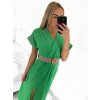 Šaty dlouhé s páskem krátký rukáv dámské (S/M ONE SIZE) ITALSKÁ MÓDA IMWA231372/DUR (Velikost S/M/L, Barva béžová)