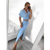 Šaty dlouhé s páskem krátký rukáv dámské (S/M ONE SIZE) ITALSKÁ MÓDA IMWA231372/DUR (Velikost S/M/L, Barva béžová)