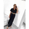 Šaty dlouhé s páskem krátký rukáv dámské (S/M ONE SIZE) ITALSKÁ MÓDA IMWA231372/DUR (Velikost S/M/L, Barva béžová)