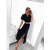 Šaty dlouhé s páskem krátký rukáv dámské (S/M ONE SIZE) ITALSKÁ MÓDA IMWA231372/DUR (Velikost S/M/L, Barva béžová)