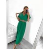 Šaty dlouhé s páskem krátký rukáv dámské (S/M ONE SIZE) ITALSKÁ MÓDA IMWA231372/DUR (Velikost S/M/L, Barva béžová)
