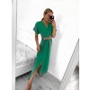 Šaty dlouhé s páskem krátký rukáv dámské (S/M ONE SIZE) ITALSKÁ MÓDA IMWA231372/DUR (Velikost S/M/L, Barva béžová)