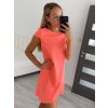 Šaty elegantní krátký rukávek letní dámské (36-38-40-42-44) Polská MÓDA PMLK21LEILAOR/DR (Velikost 36, Barva oranžová)